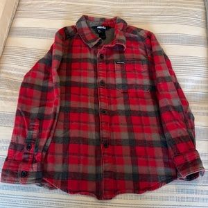 Volcom Size 6 Red Plaid Flannel Button Up Shirt